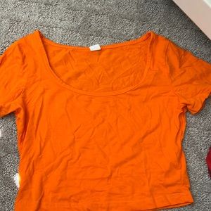 orange neon crop top